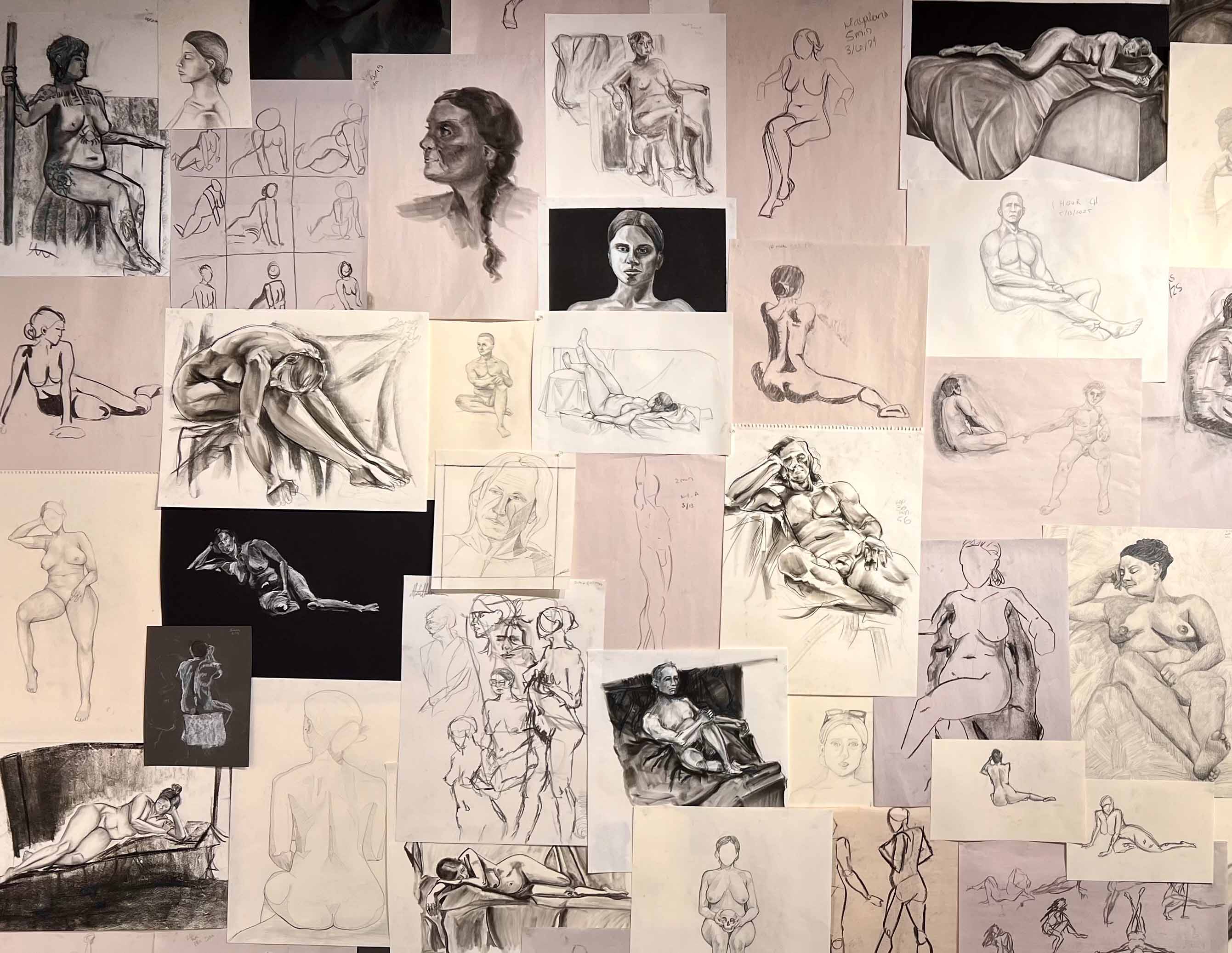 Seen Student Figure Drawings Wall