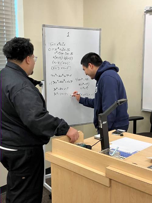 Student studying math